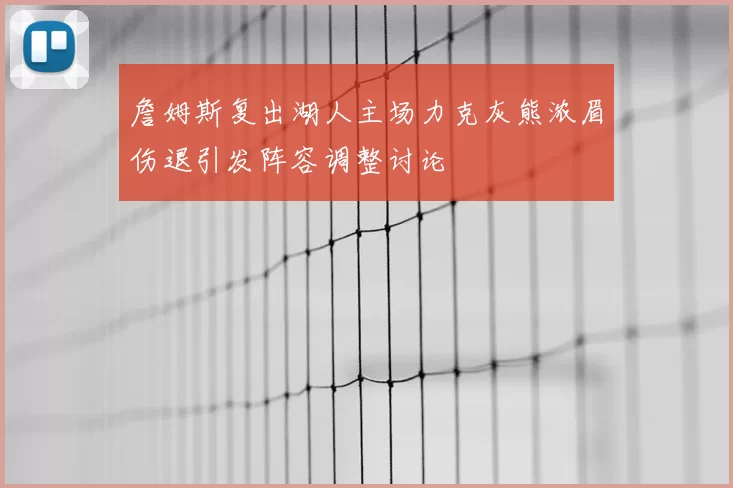 詹姆斯复出湖人主场力克灰熊浓眉伤退引发阵容调整讨论
